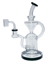 Load image into Gallery viewer, The side of a blue Monark Double Chamber Recycler Rig.
