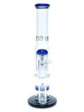 Load image into Gallery viewer, The front of a blue Stemless Double Perc Straight Tube.
