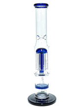 Load image into Gallery viewer, The back of a blue Stemless Double Perc Straight Tube.
