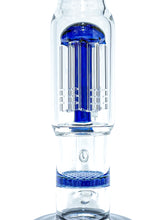 Load image into Gallery viewer, The honeycomb perc and tree perc of a blue Stemless Double Perc Straight Tube.
