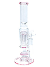 Load image into Gallery viewer, A pink Stemless Double Perc Straight Tube.
