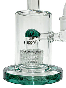 The base and matrix perc of a teal Encore Thick Matrix Rig.